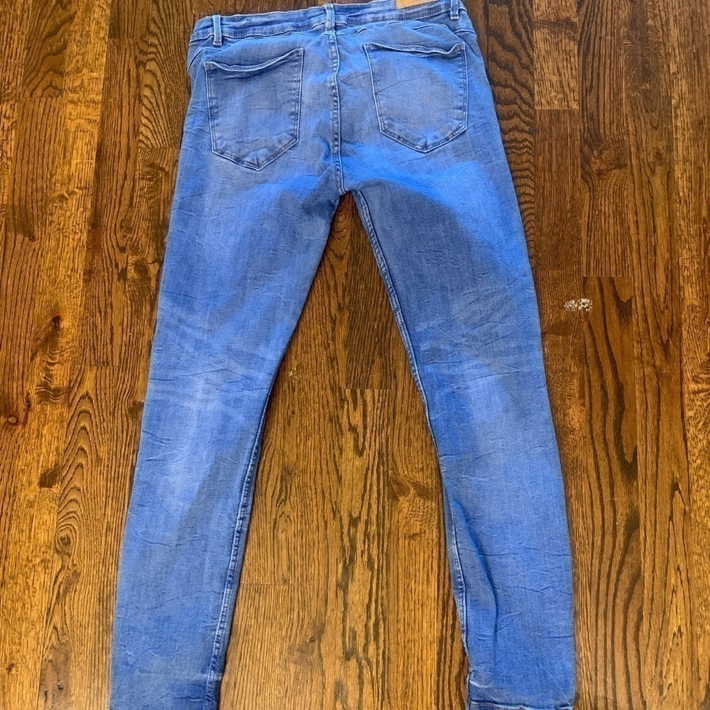 Zara Distressed Skinny Jeans blue ripped denim pants 10 (fits small like 5-7) - Picture 3 of 3